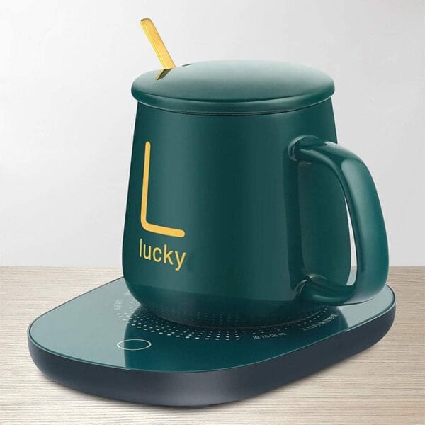 Ceramic Coffee Cup with Automatic Electric 16w Heating Pad | only in green color.